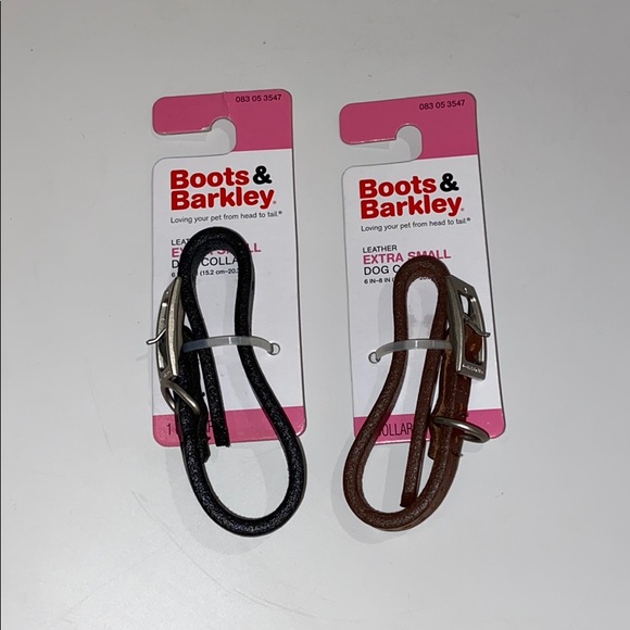 Brown and Black Genuine Leather 6-8" Dog Collars XS - Picture 3 of 10